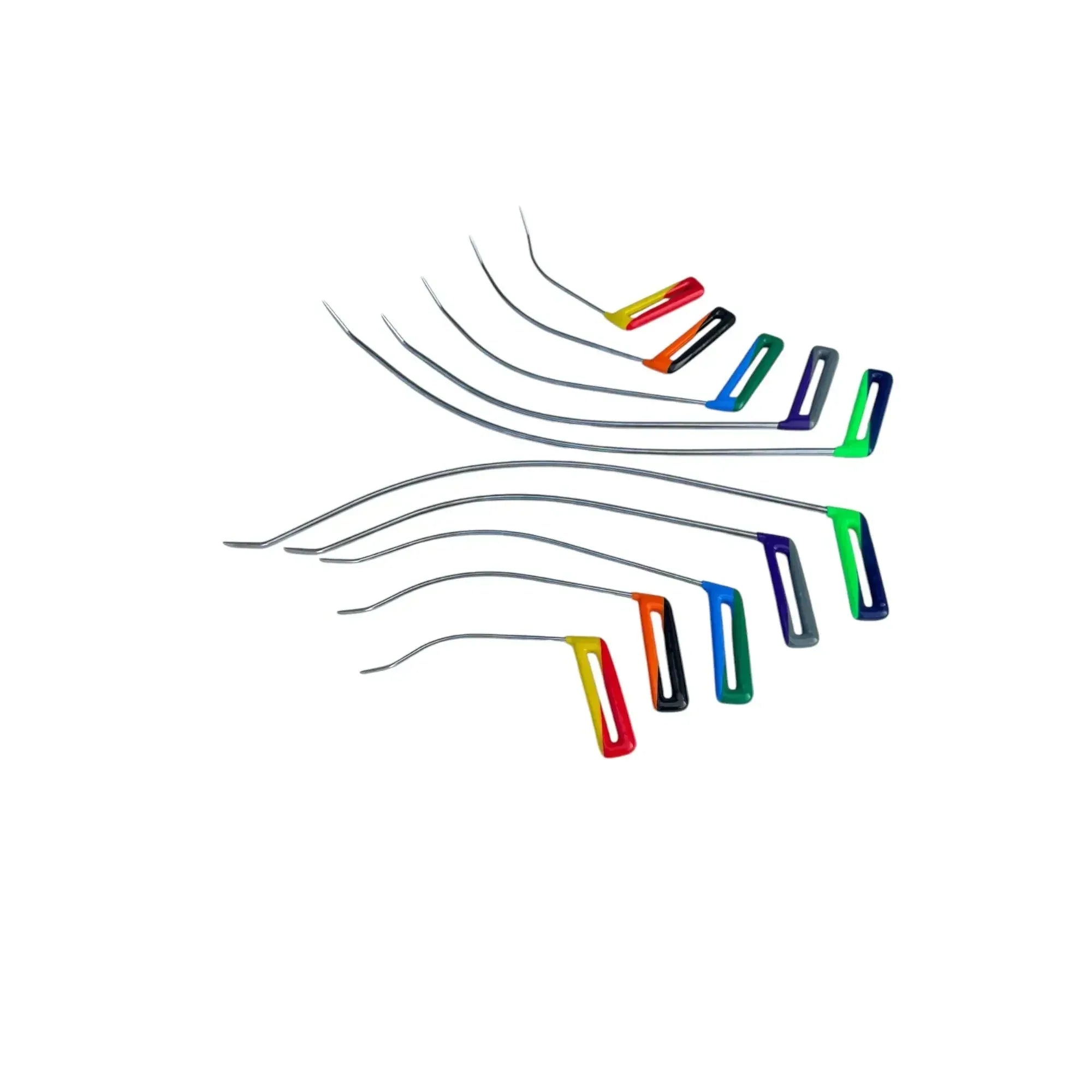 DentPDR PDR Tools – Batumi Edition | 10-Piece Double-Bend Sharp Tip Rainbow-Shaped Paintless Dent Repair Rod Set (25cm, 35cm, 50cm, 60cm, 70cm) - DentPDR Stainless Steel – DentPDR Stainless Steel stainless steel PDR tool