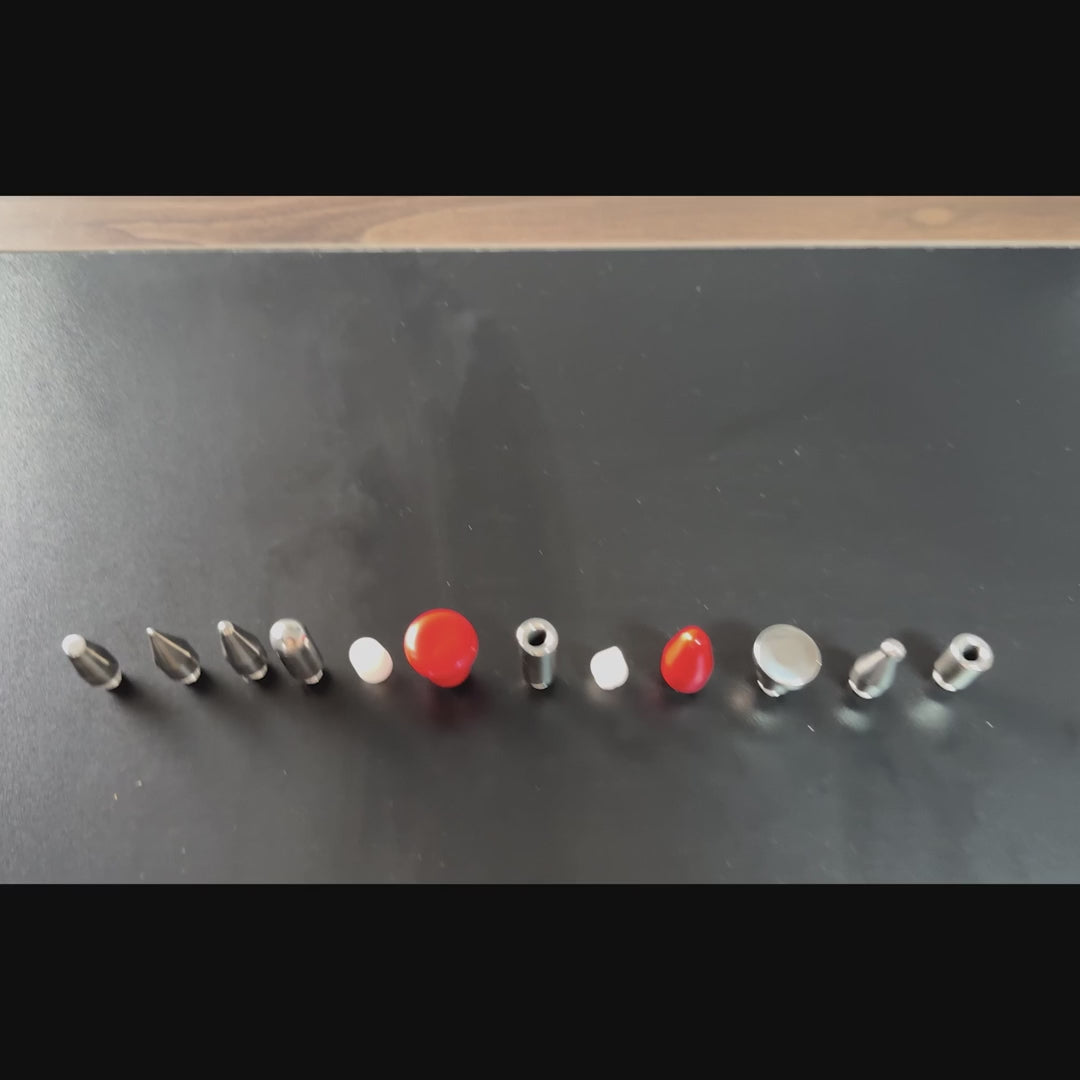 Complete layout of the versatile stainless steel tip collection