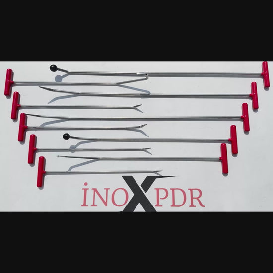 DentPDR versatile dent repair rod used on a car panel