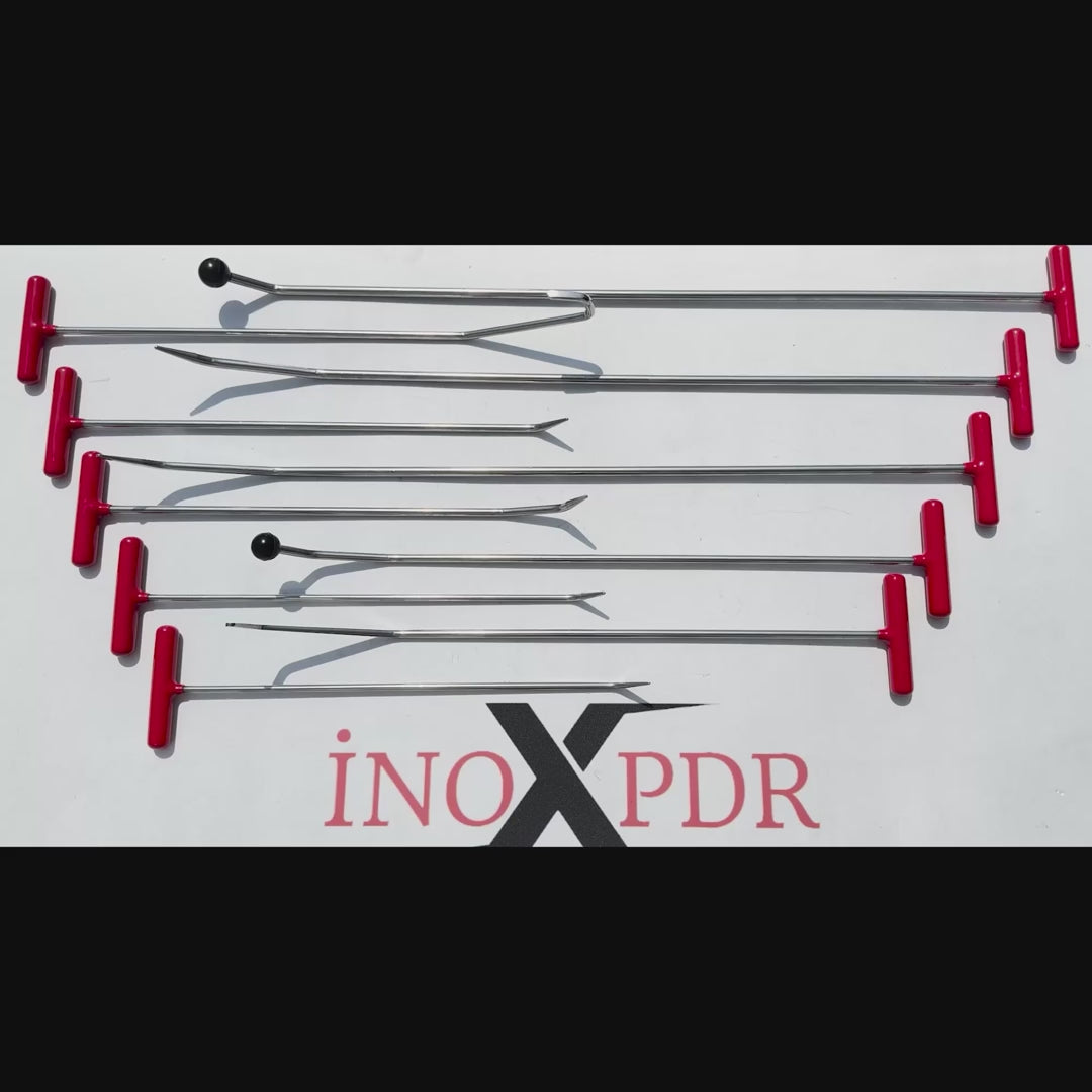 DentPDR versatile dent repair rod used on a car panel