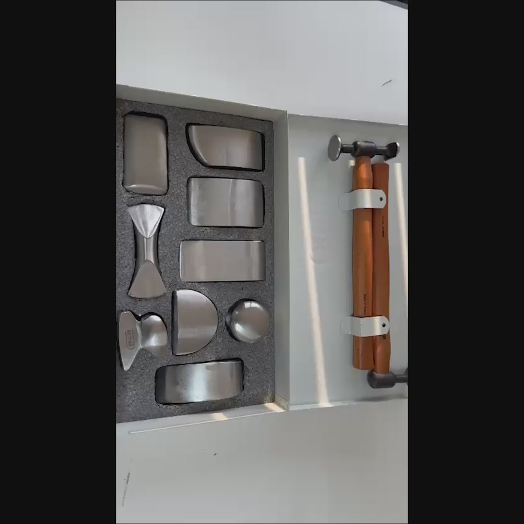 Complete layout of the 11-piece DentPDR auto body repair set