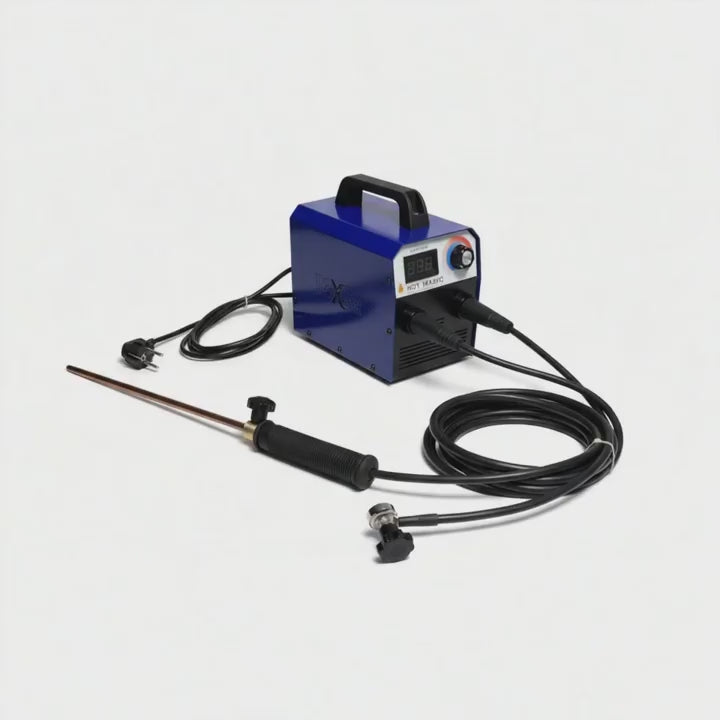 Technician using the hotbox inverter for paintless hail repair