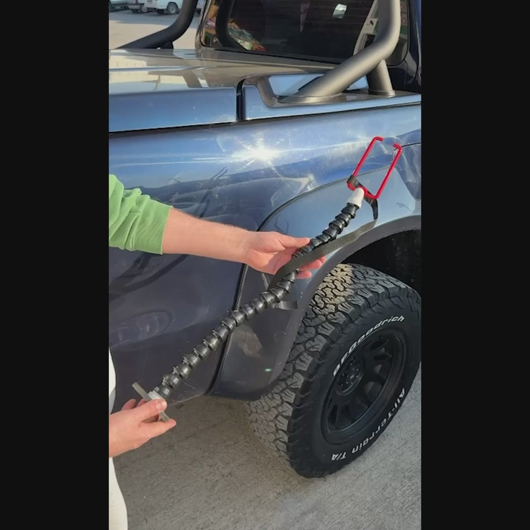 DentPDR heat gun holder demonstrating flexible arm rotation